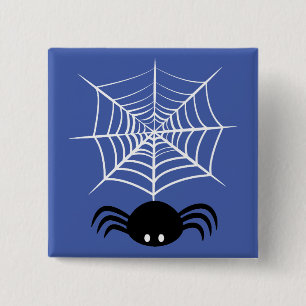 Badge Carré 5 Cm Toile d'araignée Halloween