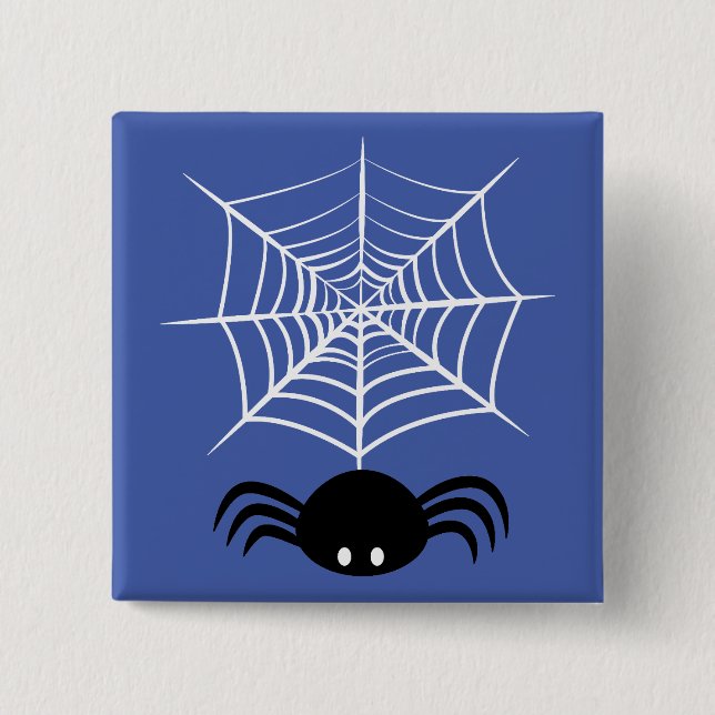 Badge Carré 5 Cm Toile d'araignée Halloween  (Devant)