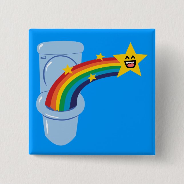Badge Carré 5 Cm Toilette Arc-en-ciel (Devant)