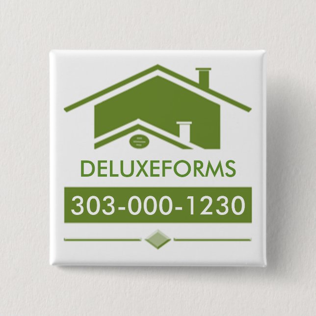 Badge Carré 5 Cm Toit vert (Devant)