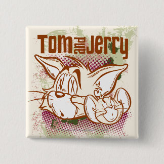 Badge Carré 5 Cm Tom et Jerry Brown et vert