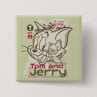 Badge Carré 5 Cm Tom et Jerry Pink et Green