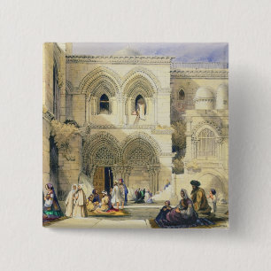 Badge Carré 5 Cm Tombe sainte, à Jérusalem (litho de couleur)