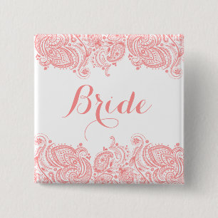 Badge Carré 5 Cm Tons rose Flash Paisley