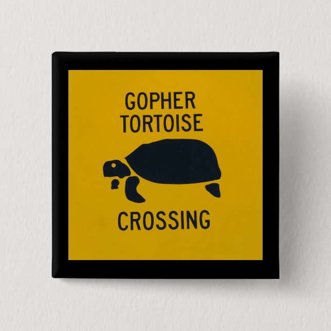 Badge Carré 5 Cm Tortue de Gopher croisant 2 (Devant)