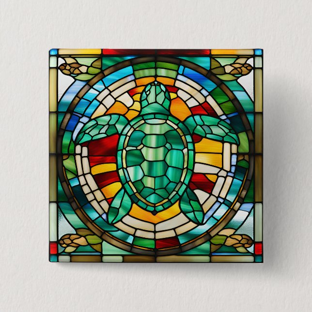 Badge Carré 5 Cm Tortue de mer (Devant)