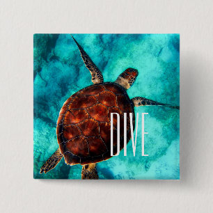 Badge Carré 5 Cm Tortue de mer de piqué