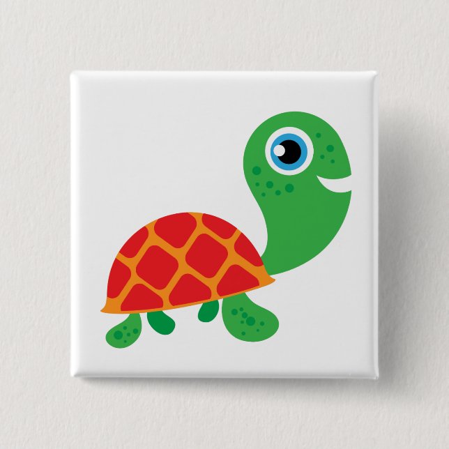 Badge Carré 5 Cm Tortue impressionnante (Devant)