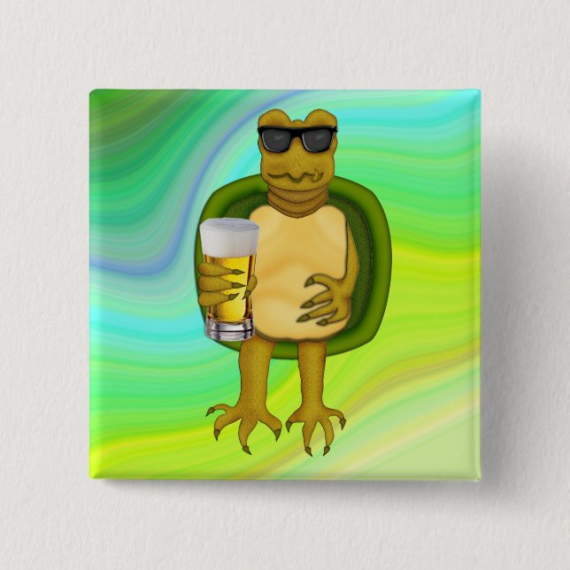 Badge Carré 5 Cm Tortue soif (Devant)