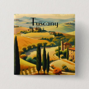 Badge Carré 5 Cm Toscane Campagne Vintage Texte personnalisé