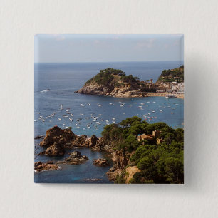Badge Carré 5 Cm TOSSA DE MAR. Ville située dans la Costa Brava.