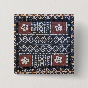 Badge Carré 5 Cm Touche "IMPRESSION" de tissu de Tapa des Fidji