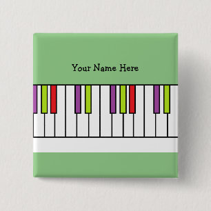 Badge Carré 5 Cm Touches de piano colorées musique enfants nom pers