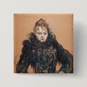 Badge Carré 5 Cm Toulouse-Lautrec - Femme au boa noir