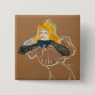 Badge Carré 5 Cm Toulouse-Lautrec - Yvette Guilbert chantant