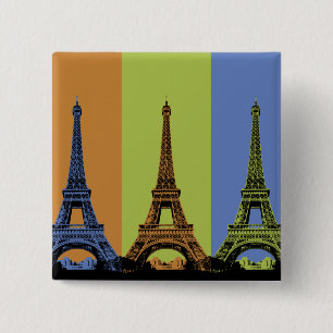 Badge Carré 5 Cm Tour Eiffel à Paris Triptyque