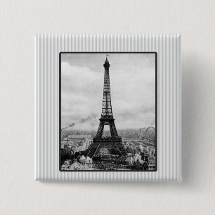 Badge Carré 5 Cm Tour Eiffel À Paris Vintage