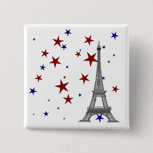 Badge Carré 5 Cm Tour Eiffel avec étoiles