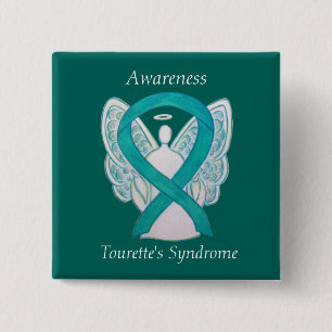 Badge Carré 5 Cm Tourette de sensibilisation au syndrome Ruban Ange