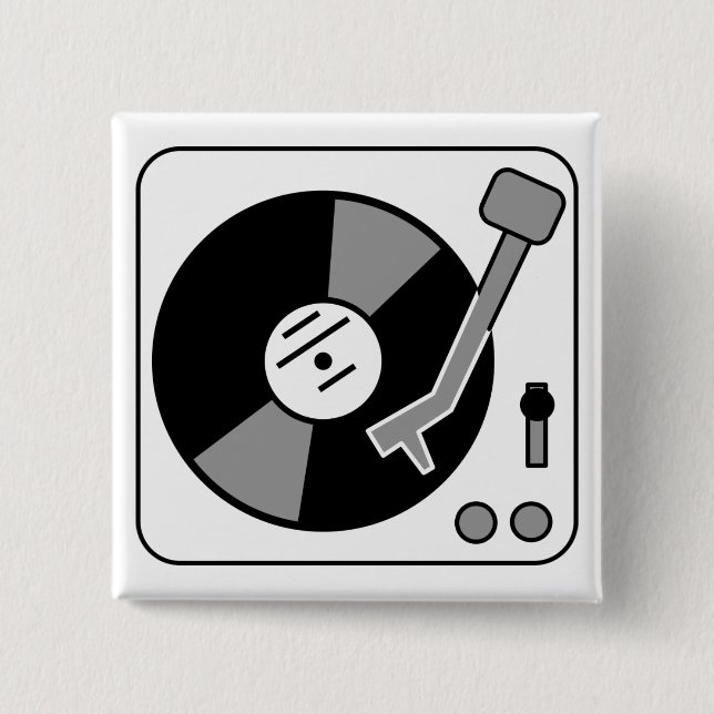 Badge Carré 5 Cm Tourne-disque (Devant)