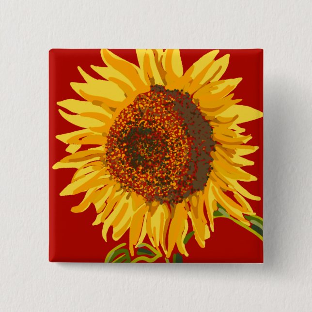 Badge Carré 5 Cm Tournesol (Devant)