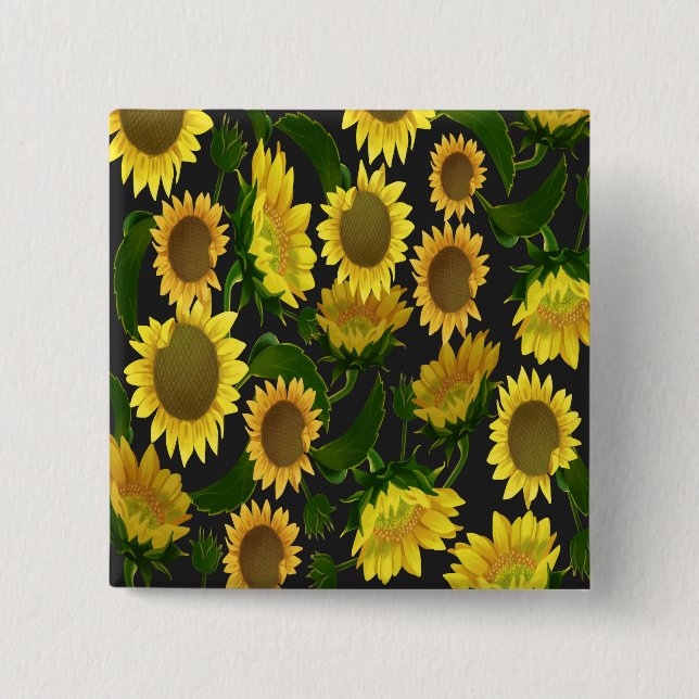 Badge Carré 5 Cm Tournesol (Devant)