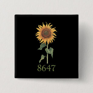 Badge Carré 5 Cm Tournesol 8647 86 47 Floral Bohème Anti Trump Subt
