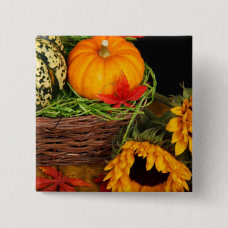 Badge Carré 5 Cm Tournesols de la récolte d'automne