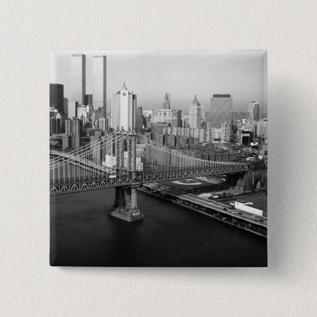 Badge Carré 5 Cm Tours jumelles : 1991 (Devant)