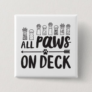 Badge Carré 5 Cm Tous les pattes sur Deck-Vert Citations de chien c