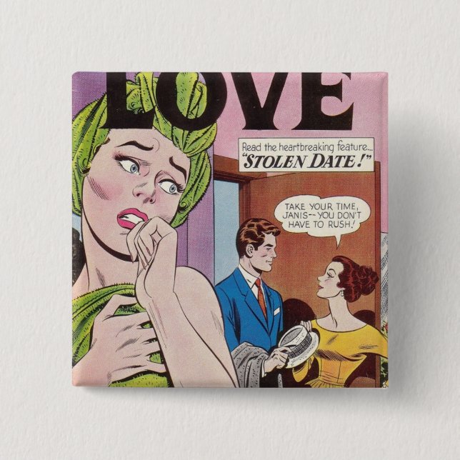 BADGE CARRÉ 5 CM TOUT SUR L'AMOUR (Devant)