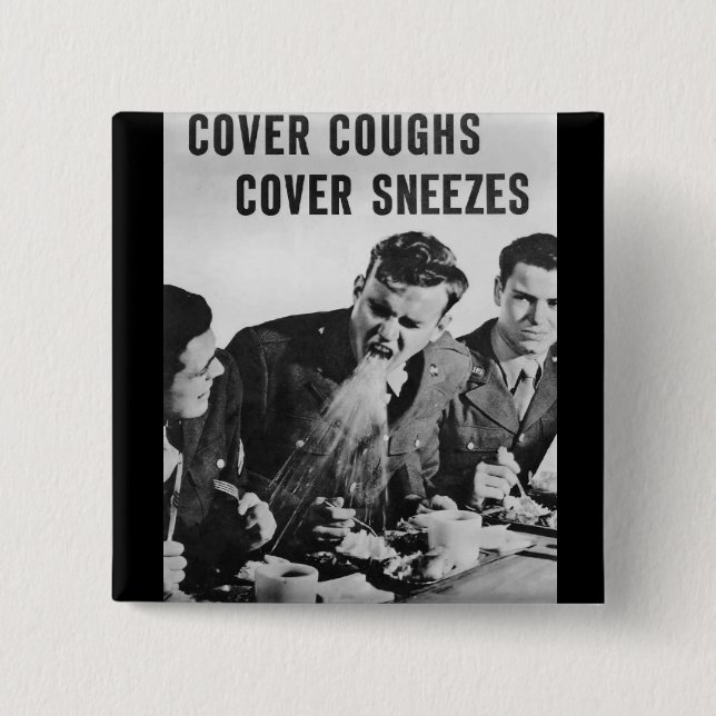 Badge Carré 5 Cm Toux de couverture, éternuements de couverture (Devant)