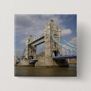 Badge Carré 5 Cm Tower Bridge et la Tamise, Londres,