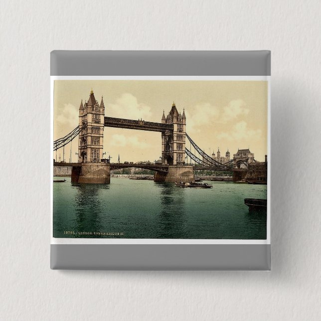 Badge Carré 5 Cm Tower Bridge, III. (ouvert), Londres, Angleterre,  (Devant)
