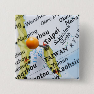 Badge Carré 5 Cm Tracez la goupille placée à Taïpeh, Taïwan sur
