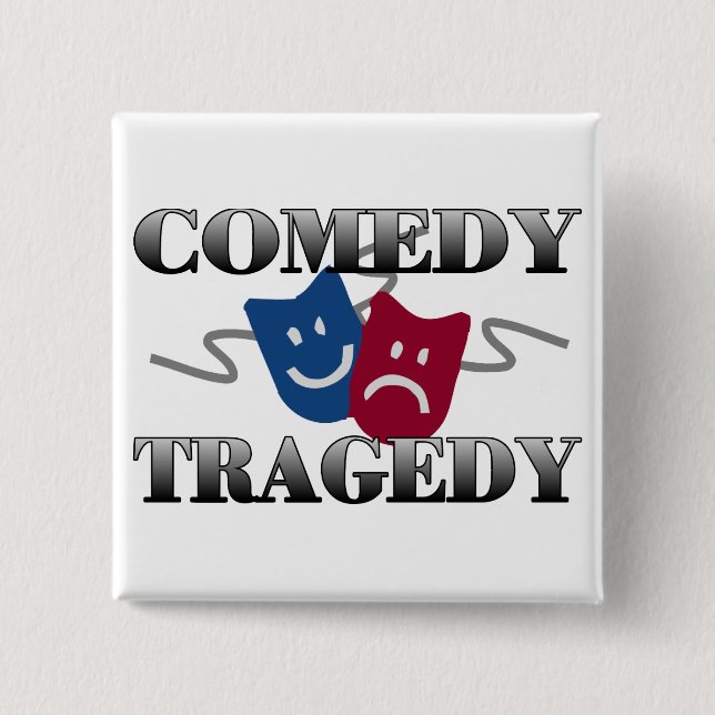 Badge Carré 5 Cm Tragédie de comédie (Devant)
