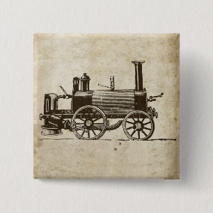 Badge Carré 5 Cm Train Antique Toy Moteur de train à vapeur