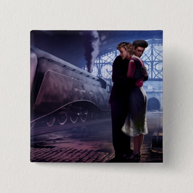 Badge Carré 5 Cm Train bleu 2 (Devant)