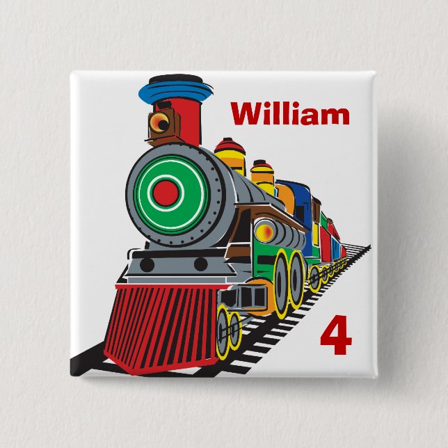 Badge Carré 5 Cm Train de Choo Choo (Devant)