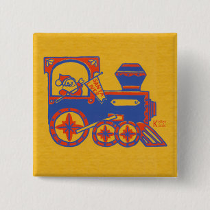 Badge Carré 5 Cm Train du Père Noël