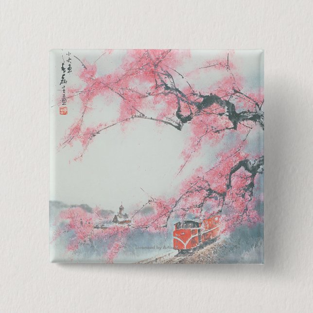 Badge Carré 5 Cm train Étroit-clôturé à Mt. Ali (Devant)