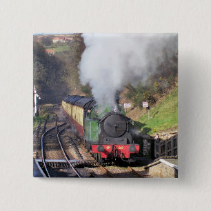BADGE CARRÉ 5 CM TRAINS À VAPEUR