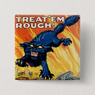 Badge Carré 5 Cm Traitez-les rugosité - Rejoignez les chars