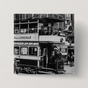Badge Carré 5 Cm Trams à Manchester, c.1900