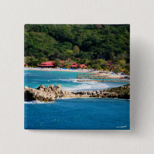 Badge Carré 5 Cm Tranquil Island Paradise Labadee Haïti