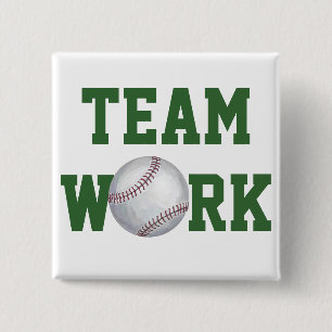 Badge Carré 5 Cm Travail d'équipe de baseball