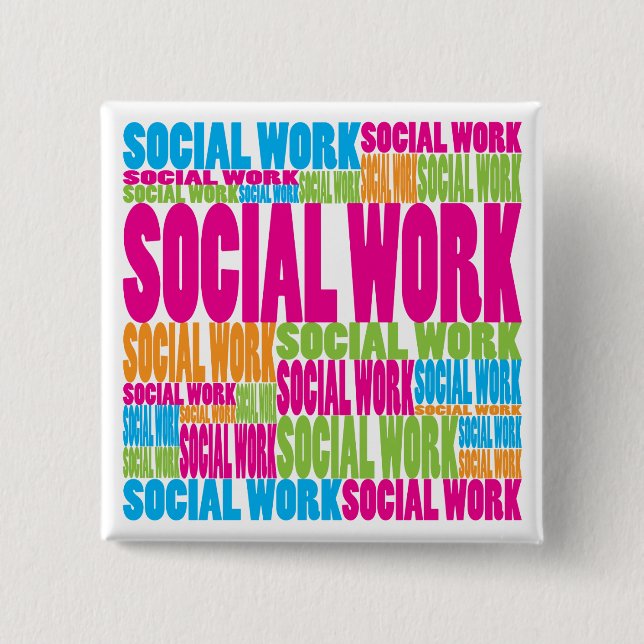 Badge Carré 5 Cm Travail social coloré (Devant)
