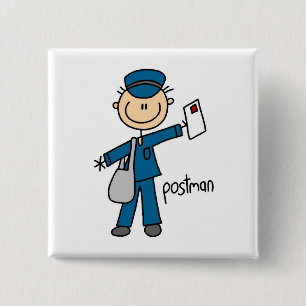 Badge Carré 5 Cm Travailleur Postal Figurine Bâton