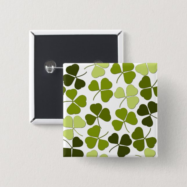 Badge Carré 5 Cm Trèfle vert dans une variété de nuances (Devant & derrière)