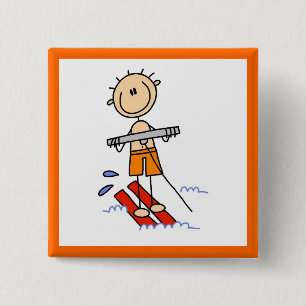 Badge Carré 5 Cm Trempoline nautique personnage bâton